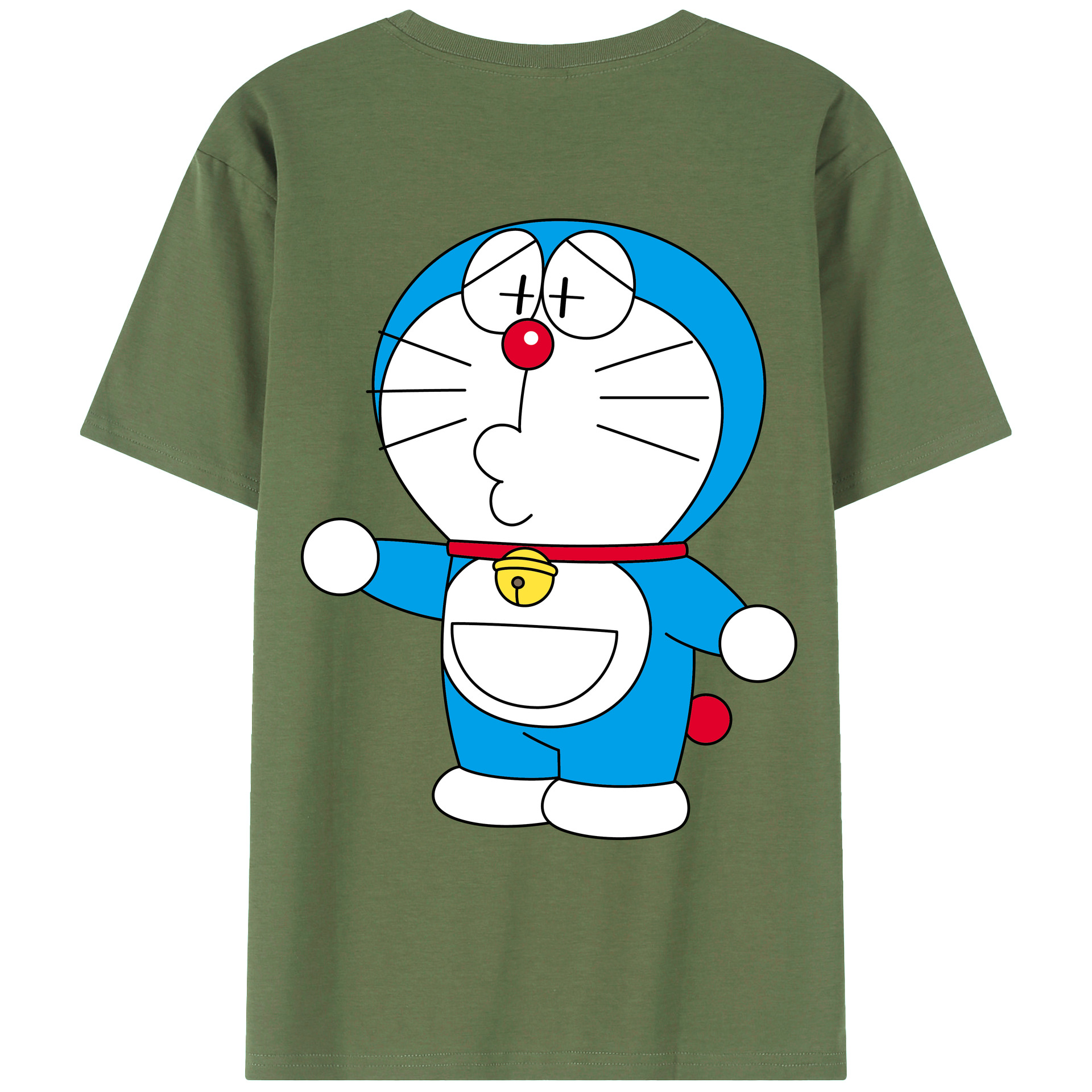 （画像用） ドラえもん Doraemon 綿100％ メンズ半袖Tシャツ（バックプリント） 通気性